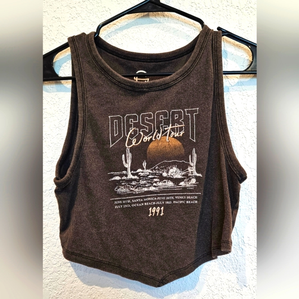 Desert World Tour Brown Crop Top